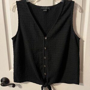 Sanctuary Black V-Neck tie tank button down